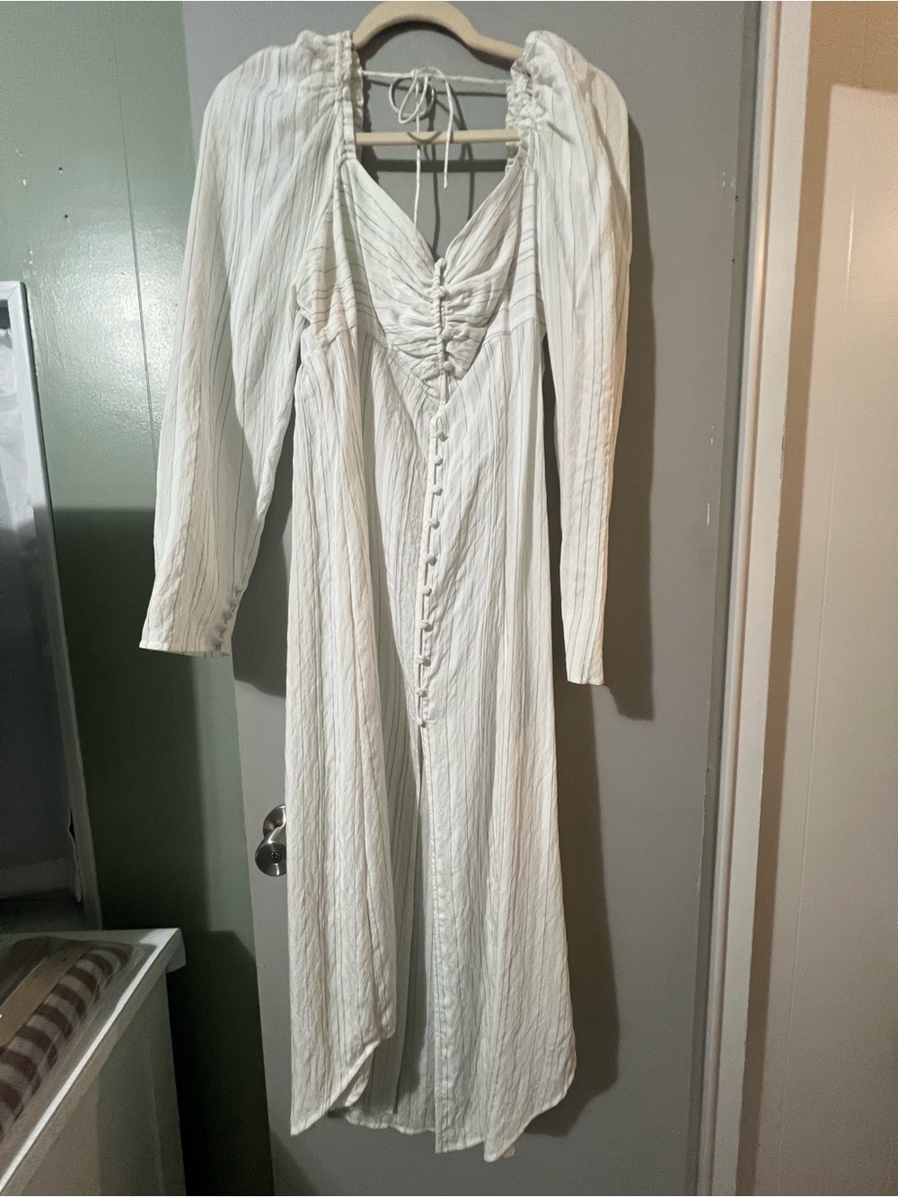 Free People White Midi Button-Front Dress - Picture 2 of 5